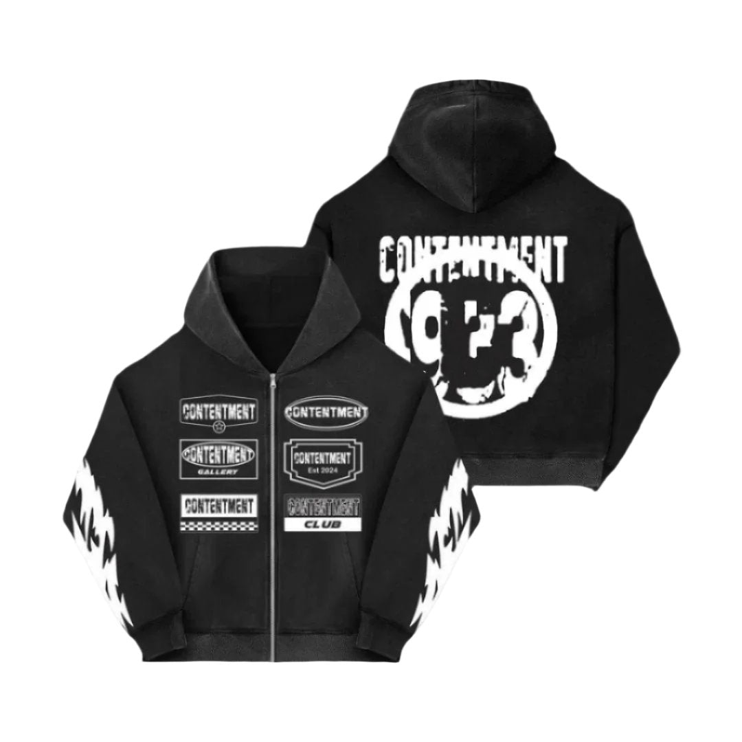 Black Zip-up Hoodie - Contentment