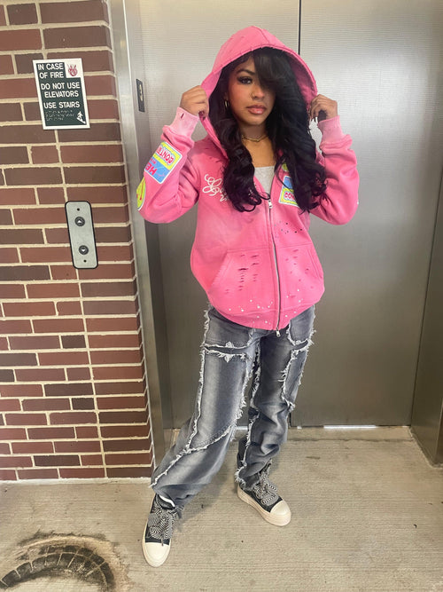 Art Pink Zip-up