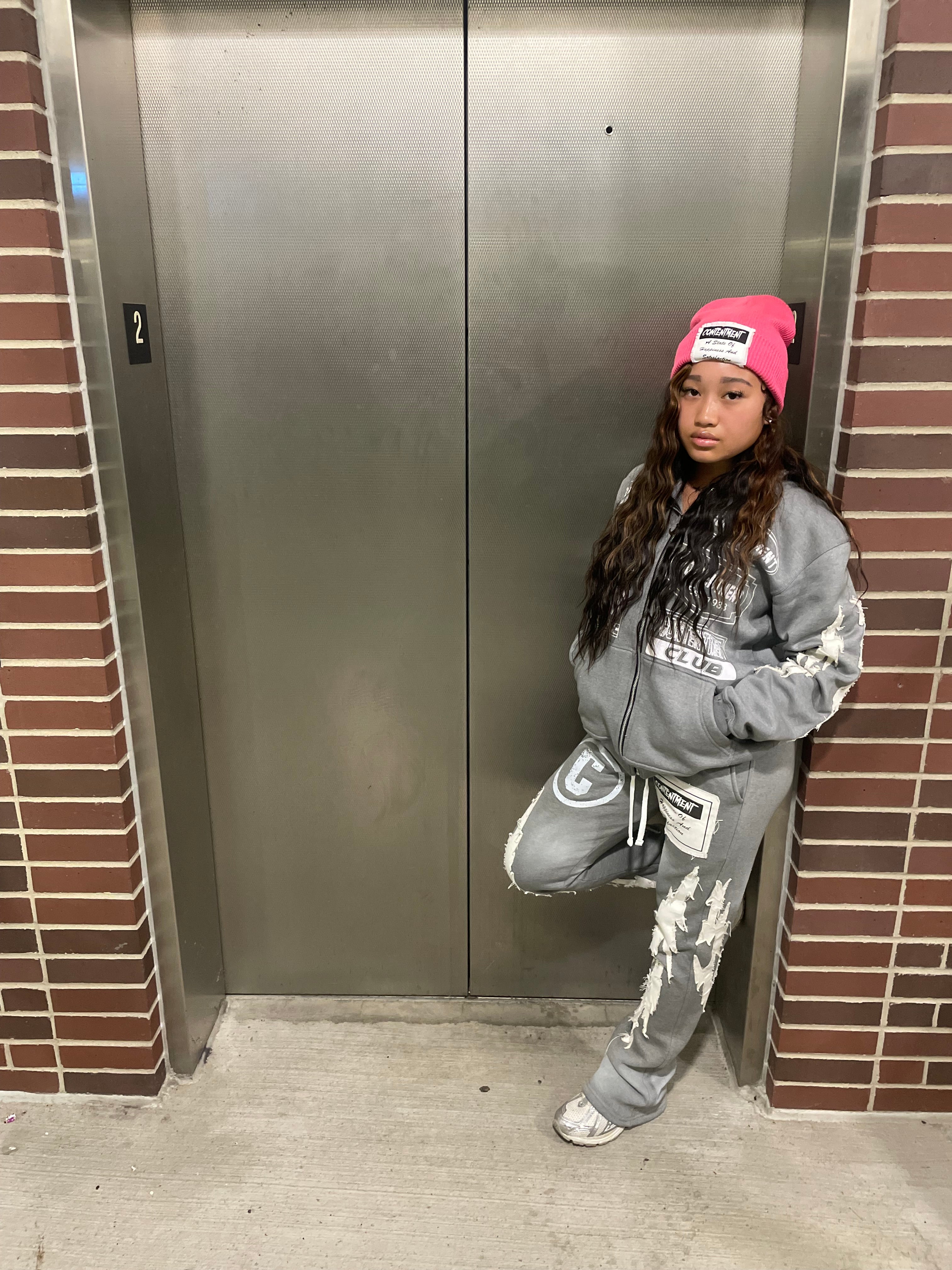 CTM Grey Flared sweatpants
