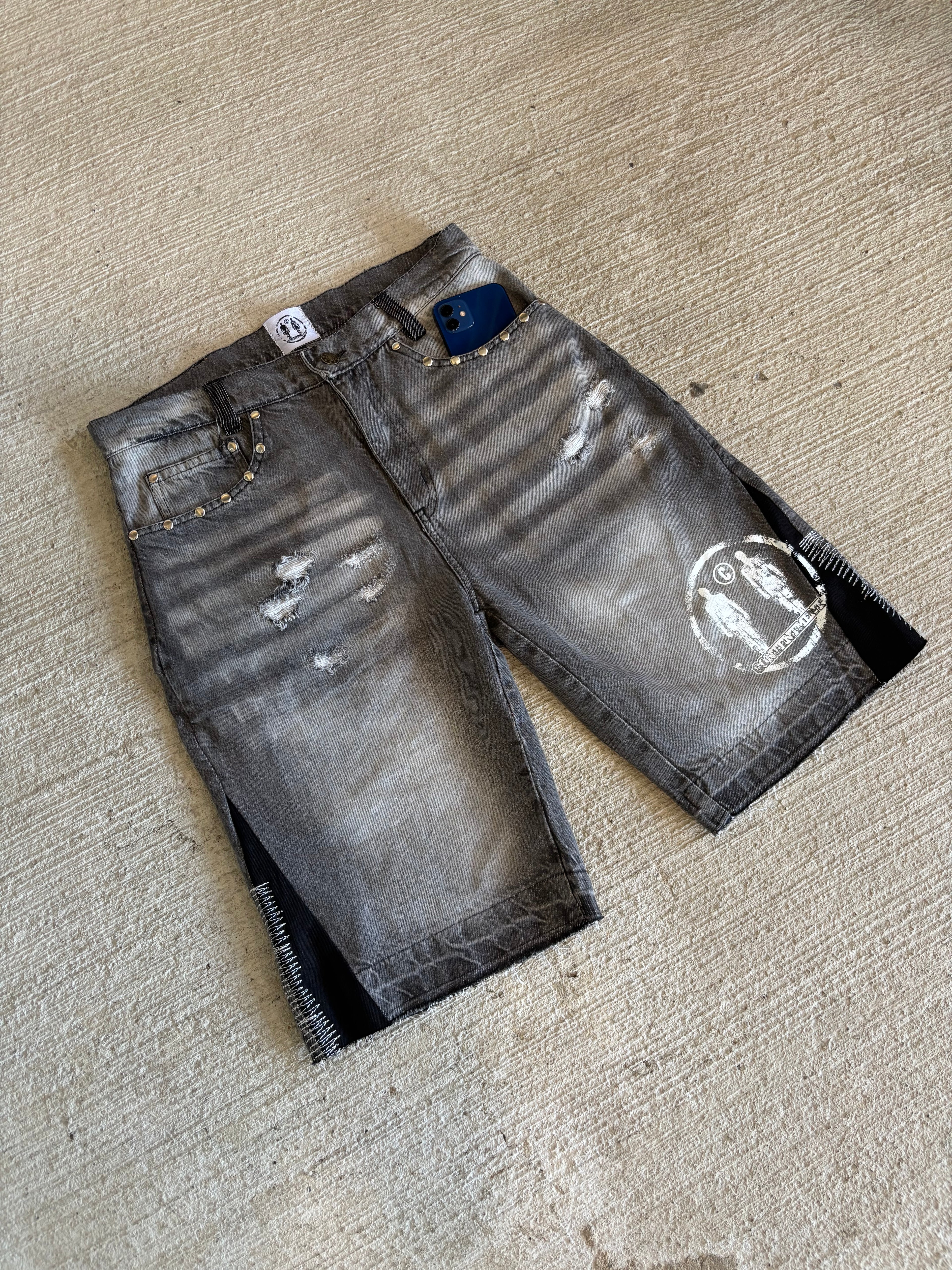 Light washed Raider Denim Jean Shorts